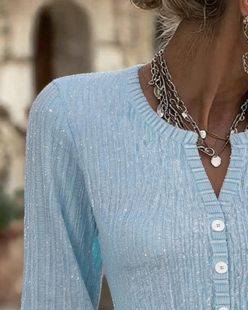 Blouse Élégante Manche Trois-Quarts Boutonnage