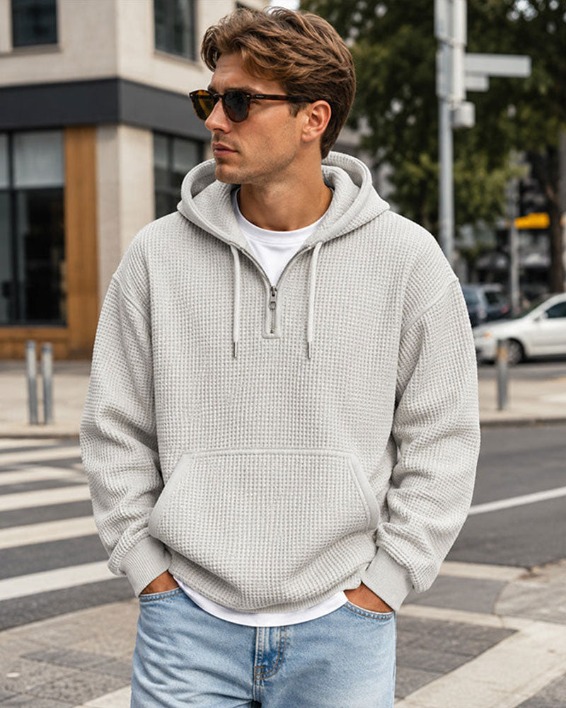 Hoodie Homme Unie Fermeture Éclair Pull