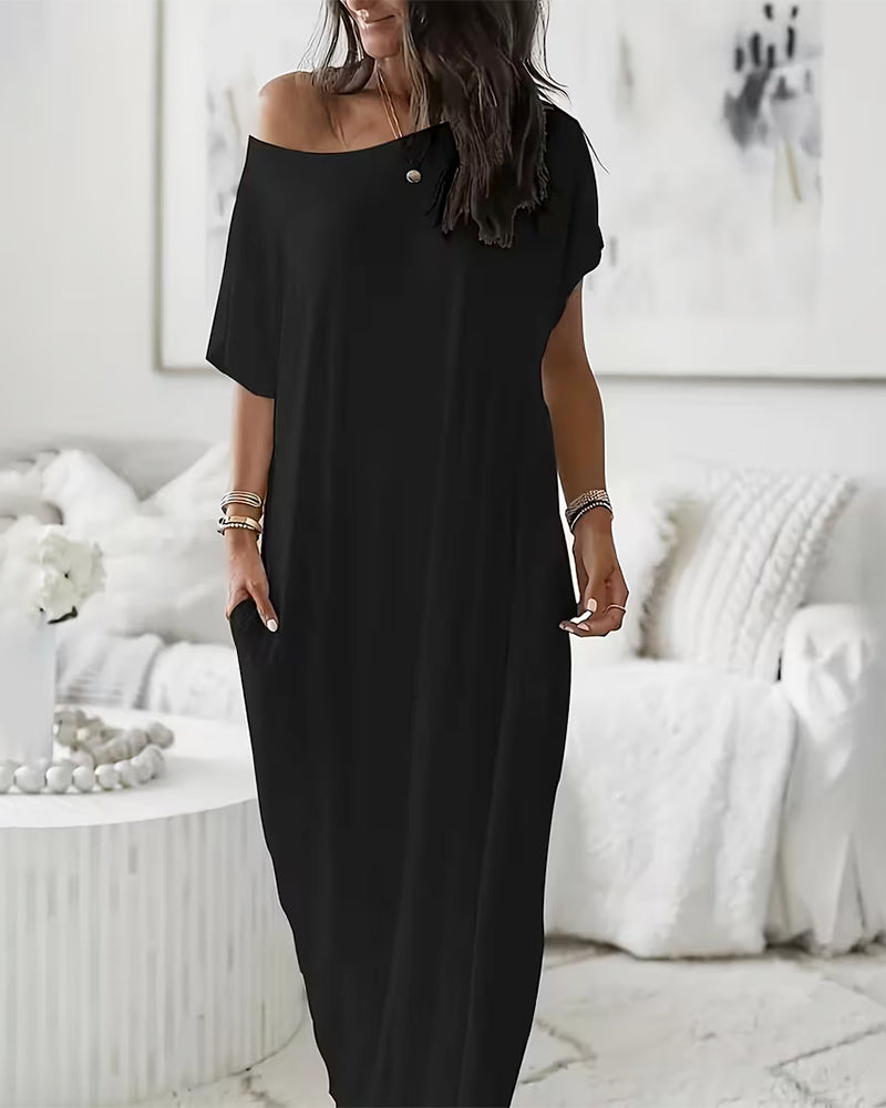 Robe Unie Longue Décontractée