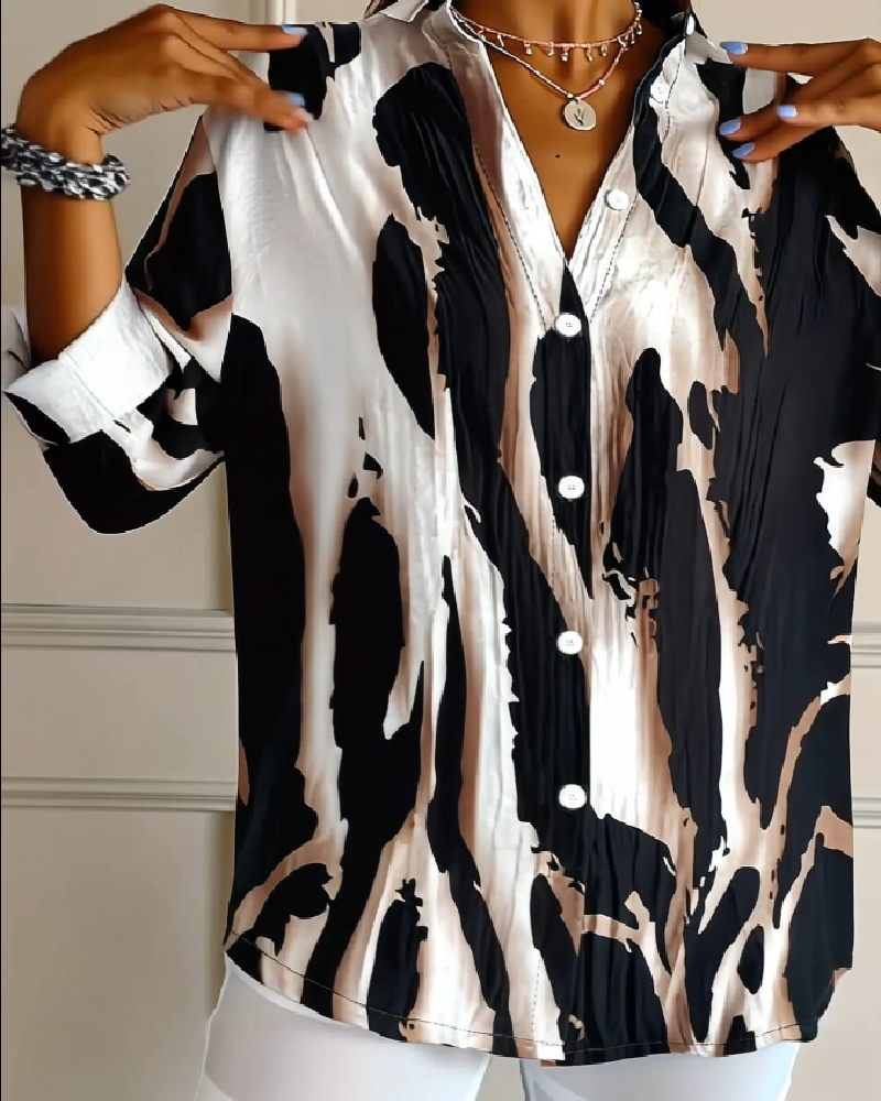 Blouse Col Montant Imprimé Irrégulier