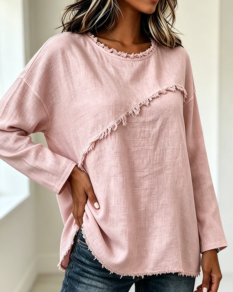 Blouse Col Rond Unie Irrégulière