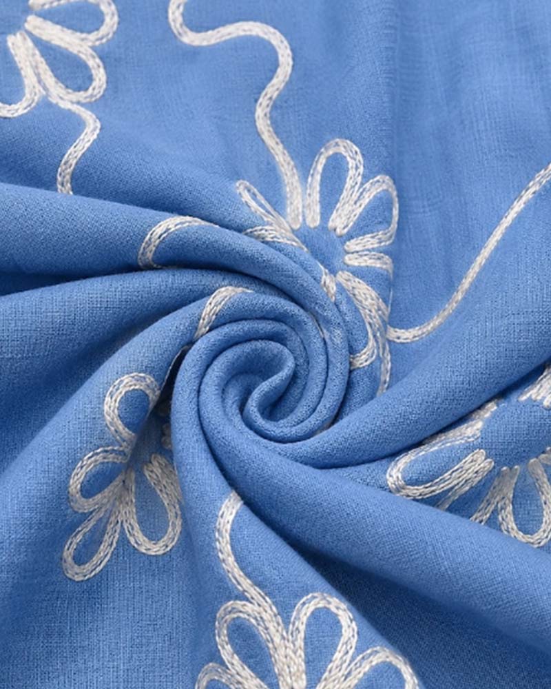 Robe Col En V Évidé Patchwork Fleuri Lâche
