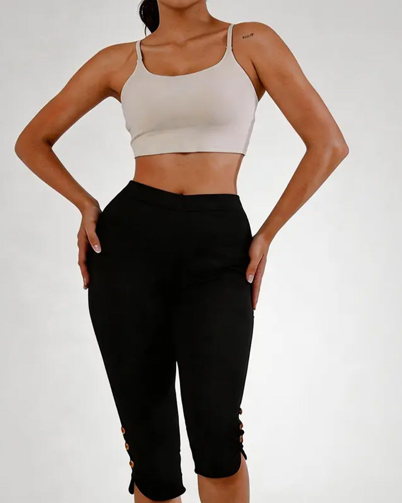 Leggings Uni Ajusté Raccourci
