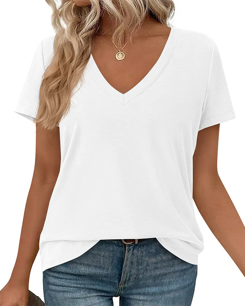 T-Shirt Pullover Col V Uni