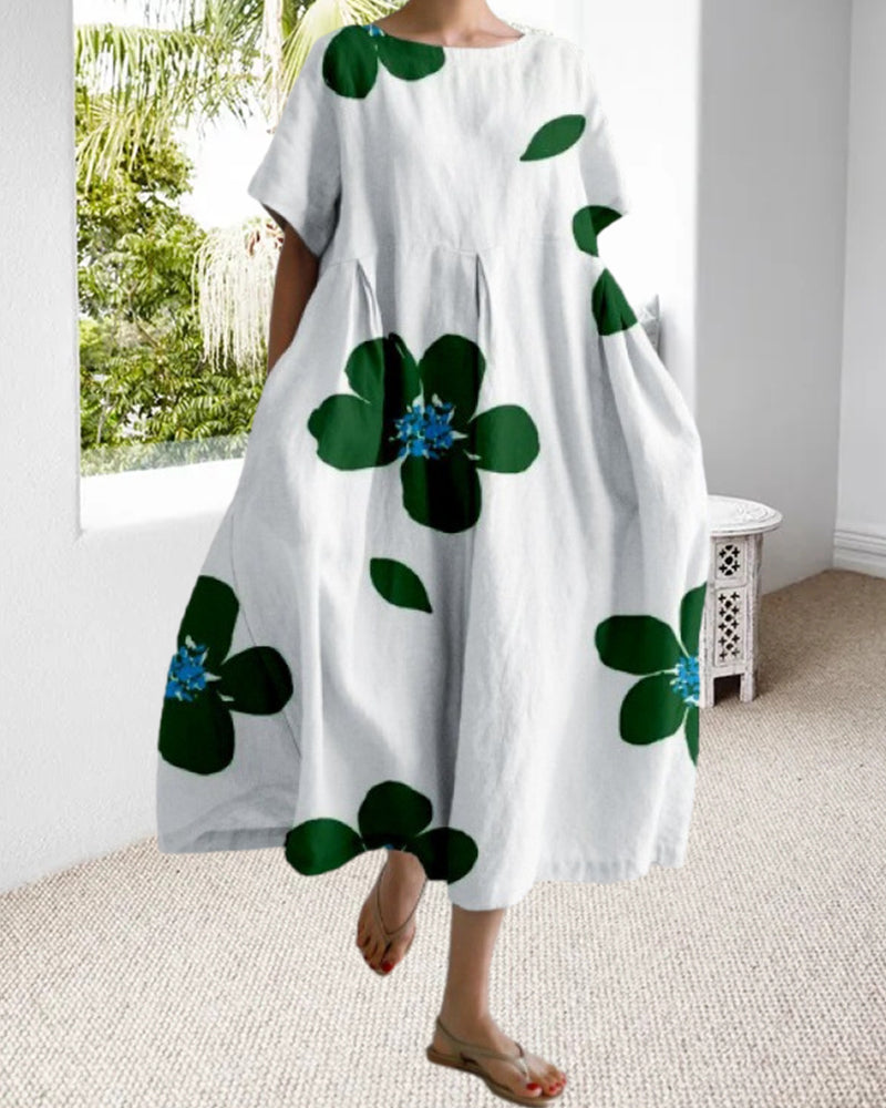 Robe ample imprimée à manches courtes