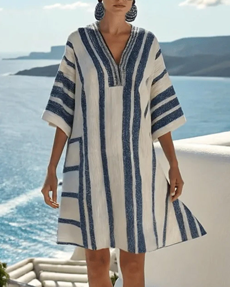 Robe Bleue Et Blanche Rayée Lâche