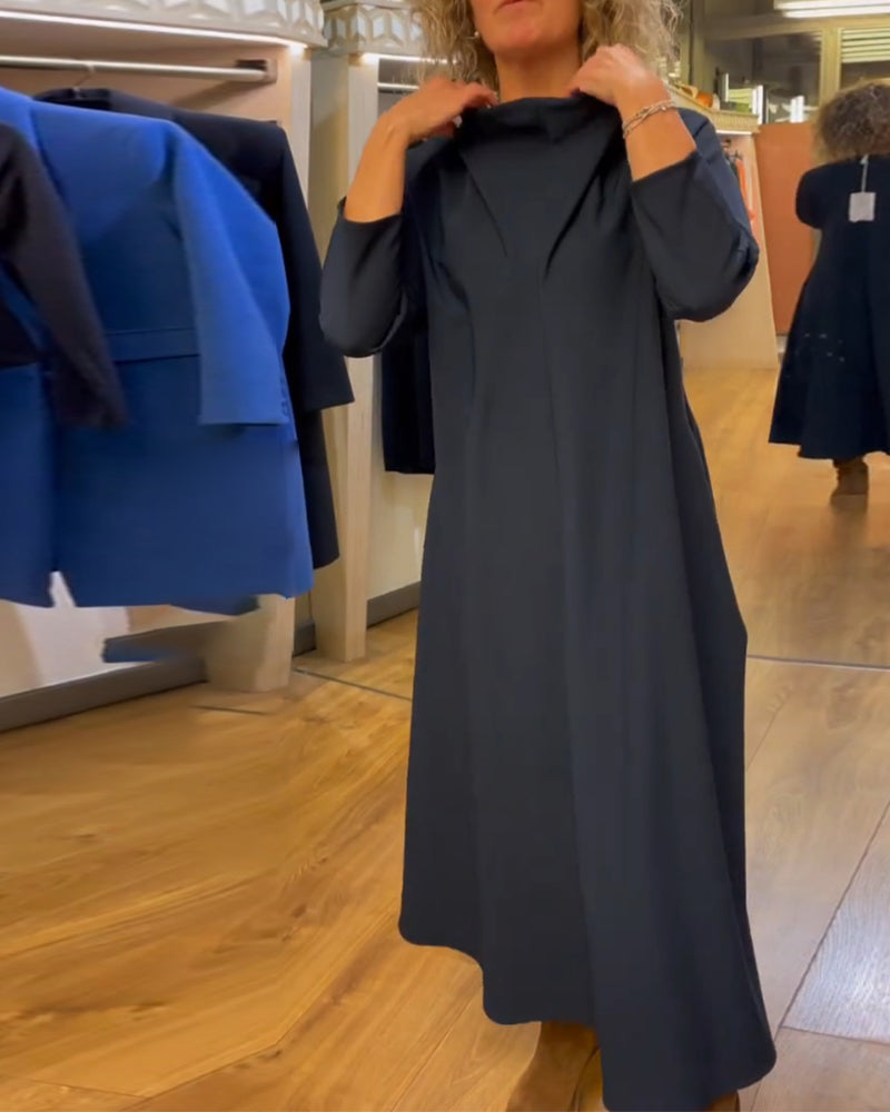 Robe décontractée avec poche de couleur unie