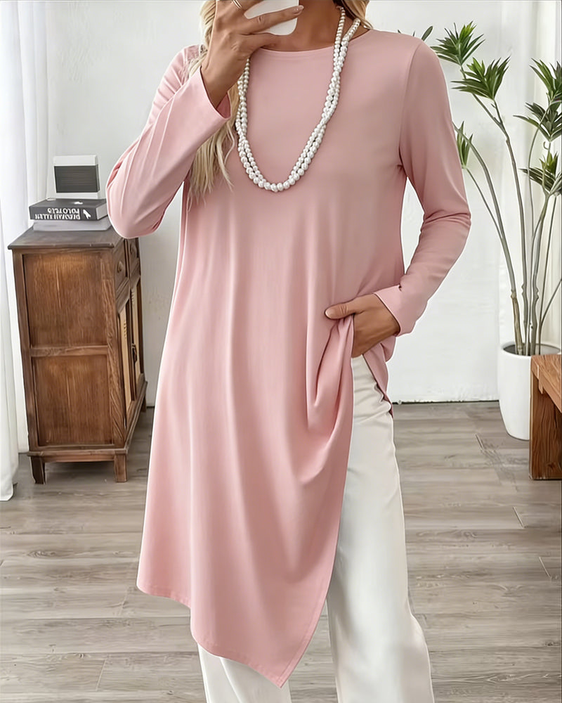 Haut Asymétrique Mi-Long Uni