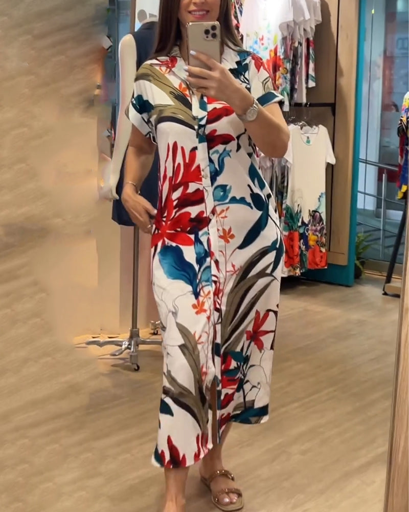 Robe à manches courtes et motif imprimé