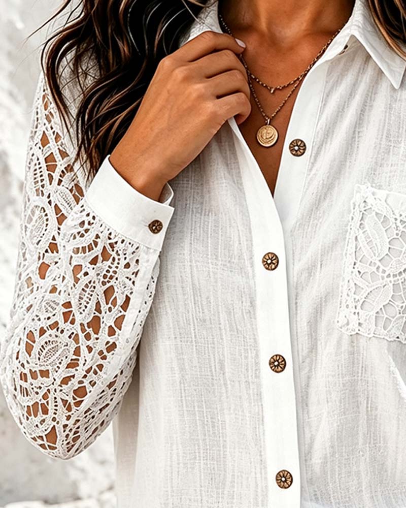 Blouse Dentelle Patchwork Manche Longue