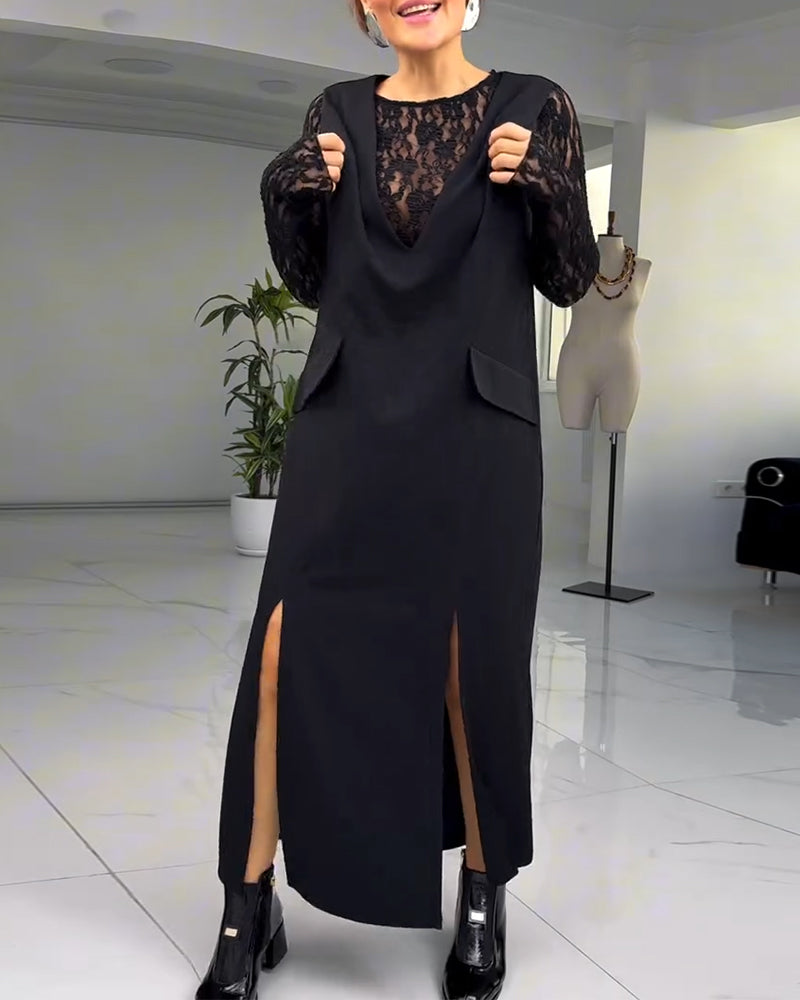 Robe Européenne Et Américaine En Dentelle Avec Fente