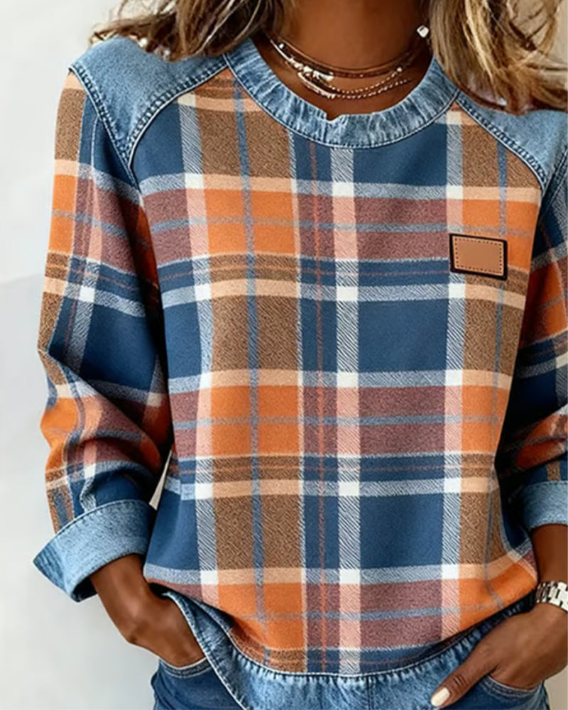 Sweat Tendance À Motif Patchwork À Carreaux