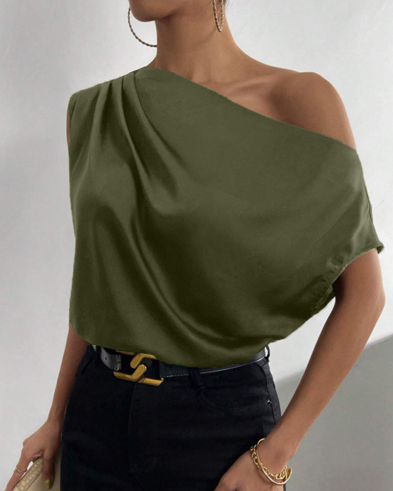 Blouse Unie Hors Épaule Sans Manches