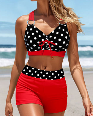 Maillot de Bain Sportif Imprimé à Pois Boxer