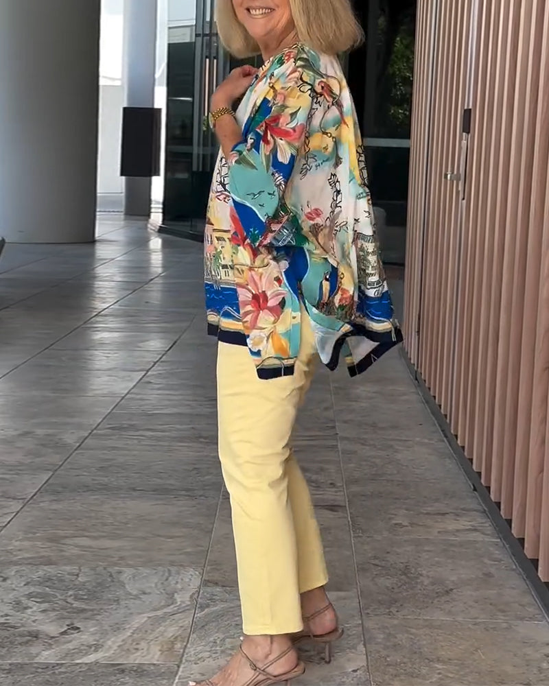 Blouse Manche Chauve-Souris Imprimé