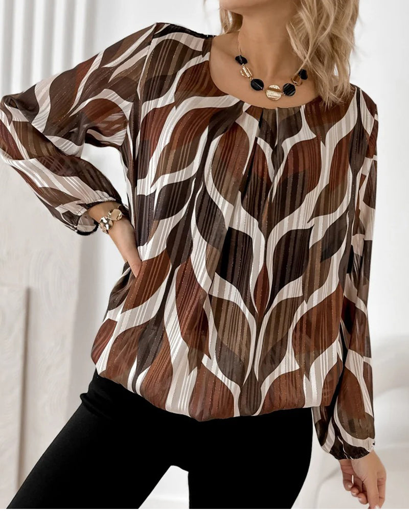 Blouse À Manches Ballon Et Col Rond