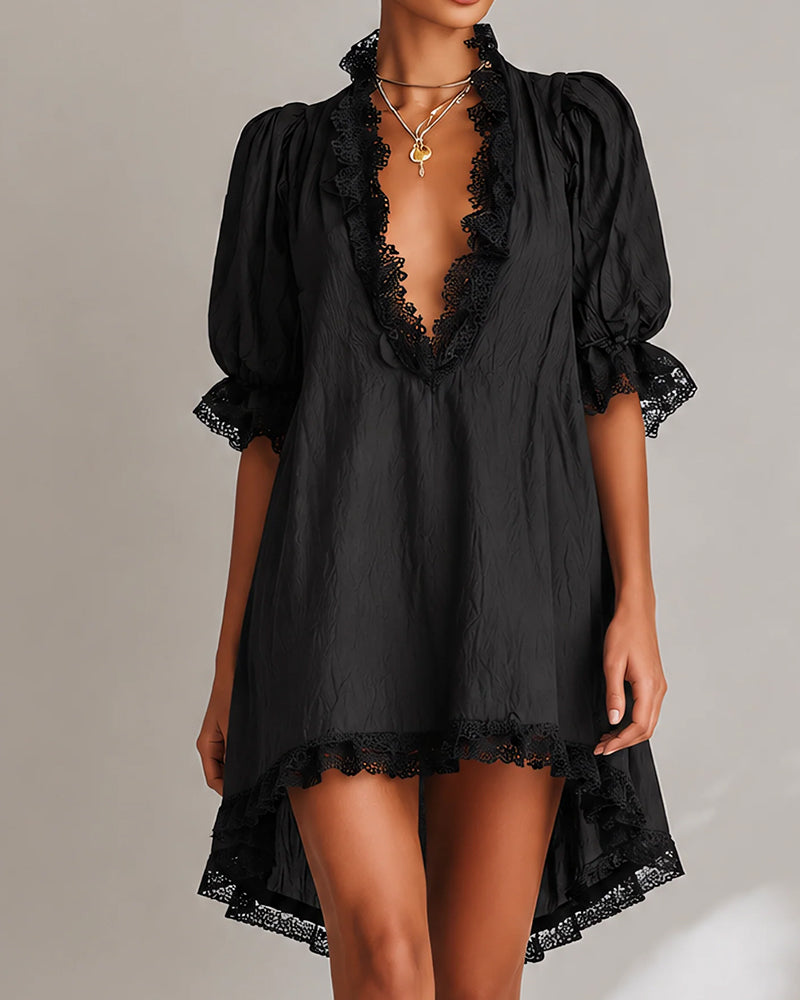 Robe Dentelle Patchwork Asymétrique