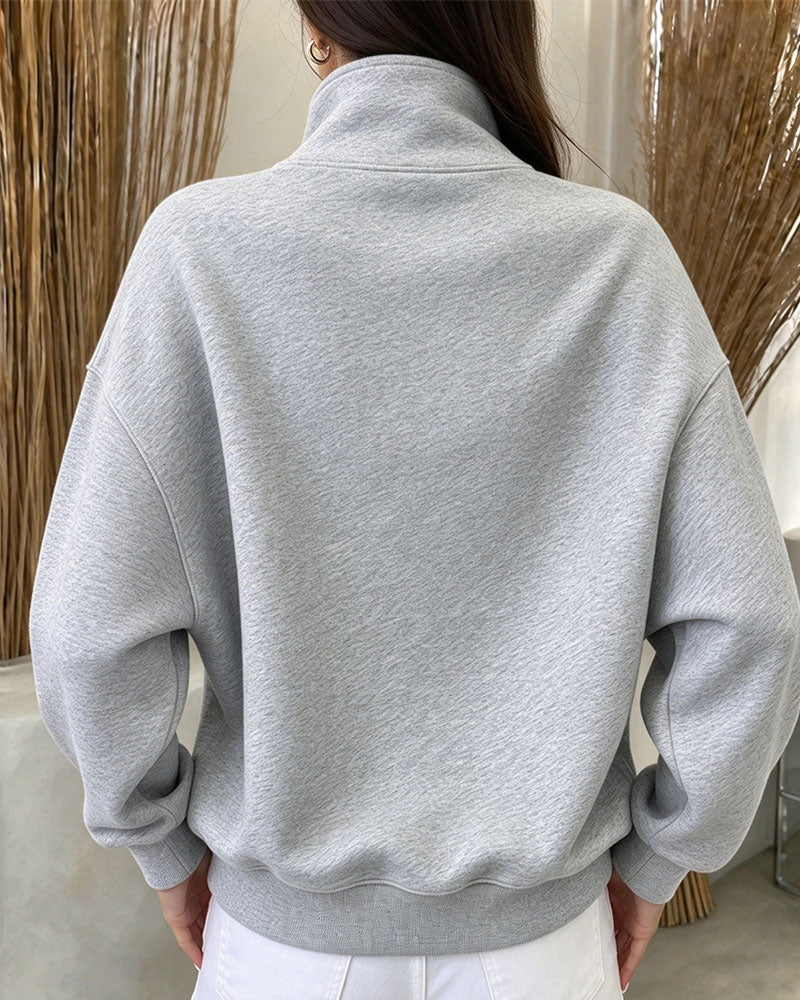 Sweat Col Haut Boutonné Manches Longues
