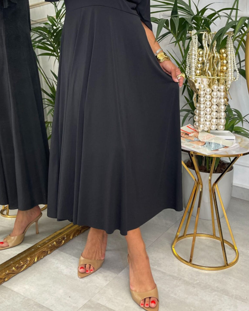 Robe Col V Unie Taille