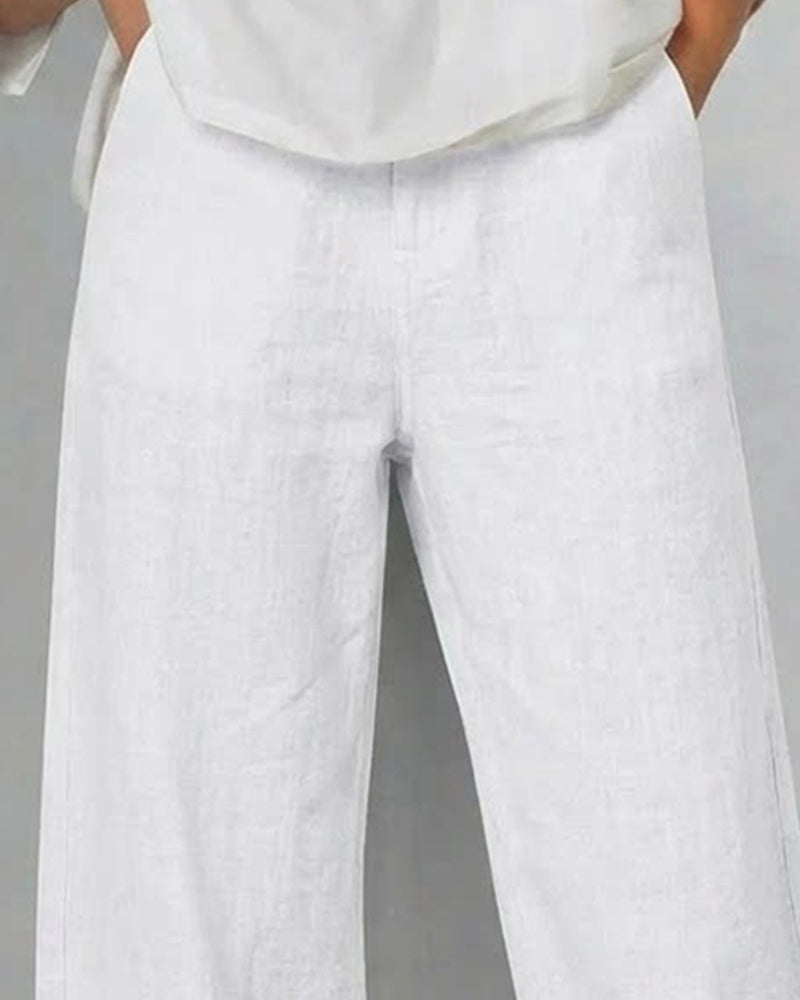 Pantalon Uni Ajouré Décontracté