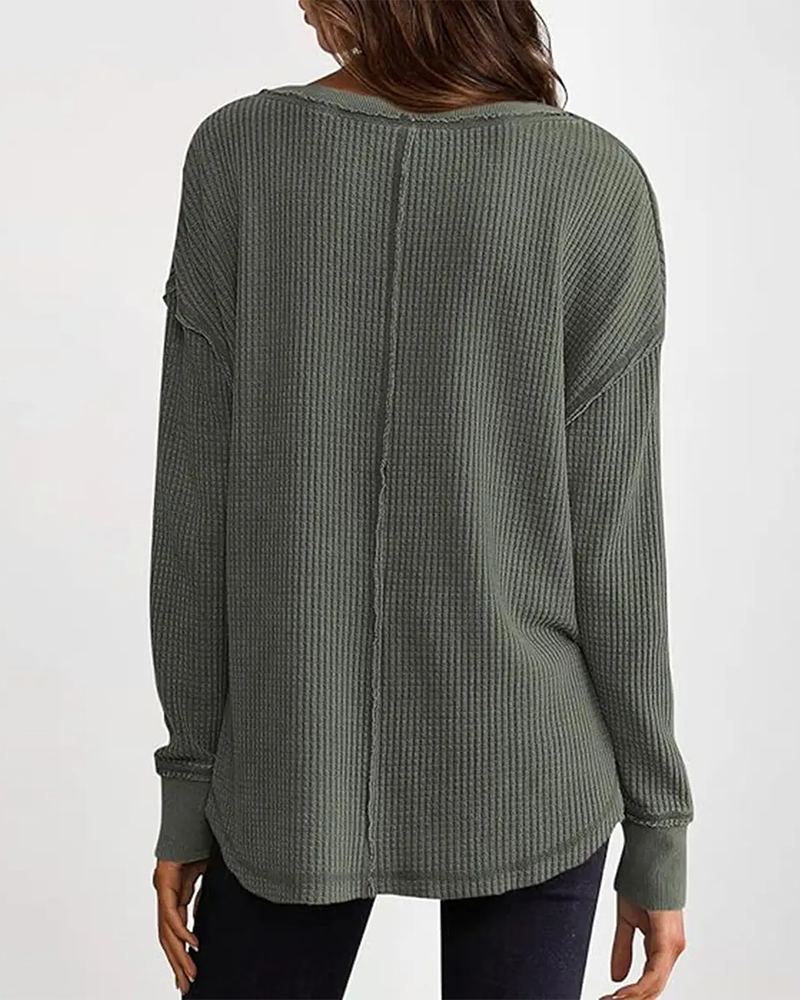 Haut Gaufre Henley Manche Longue