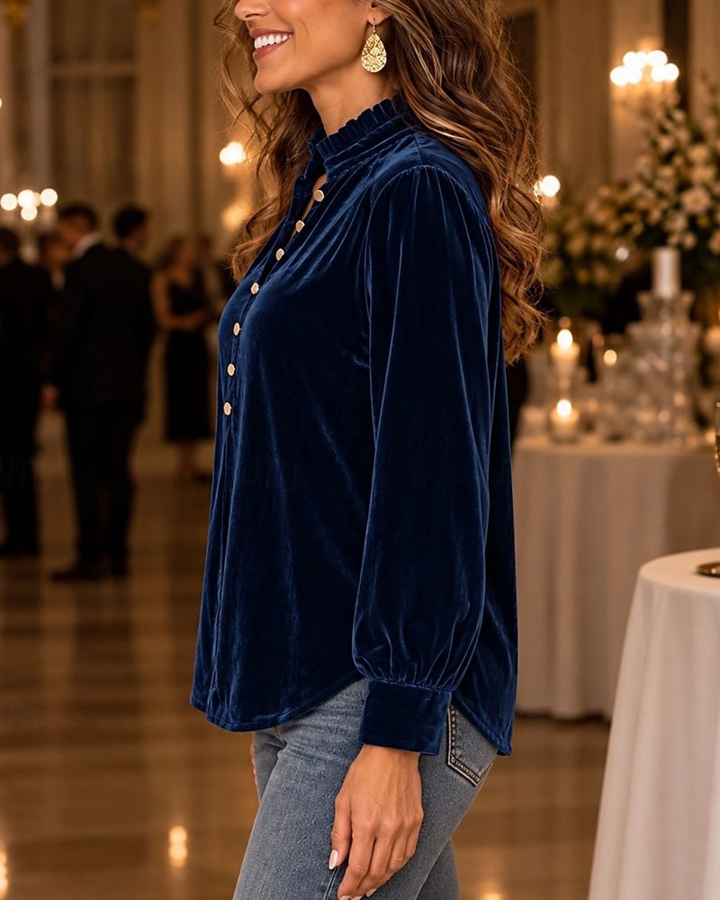Blouse Unie Bouton Élégante