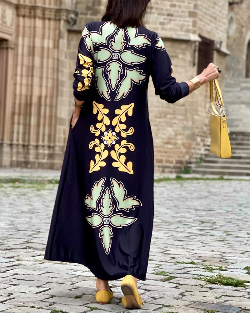 Robe de mode imprimée à revers