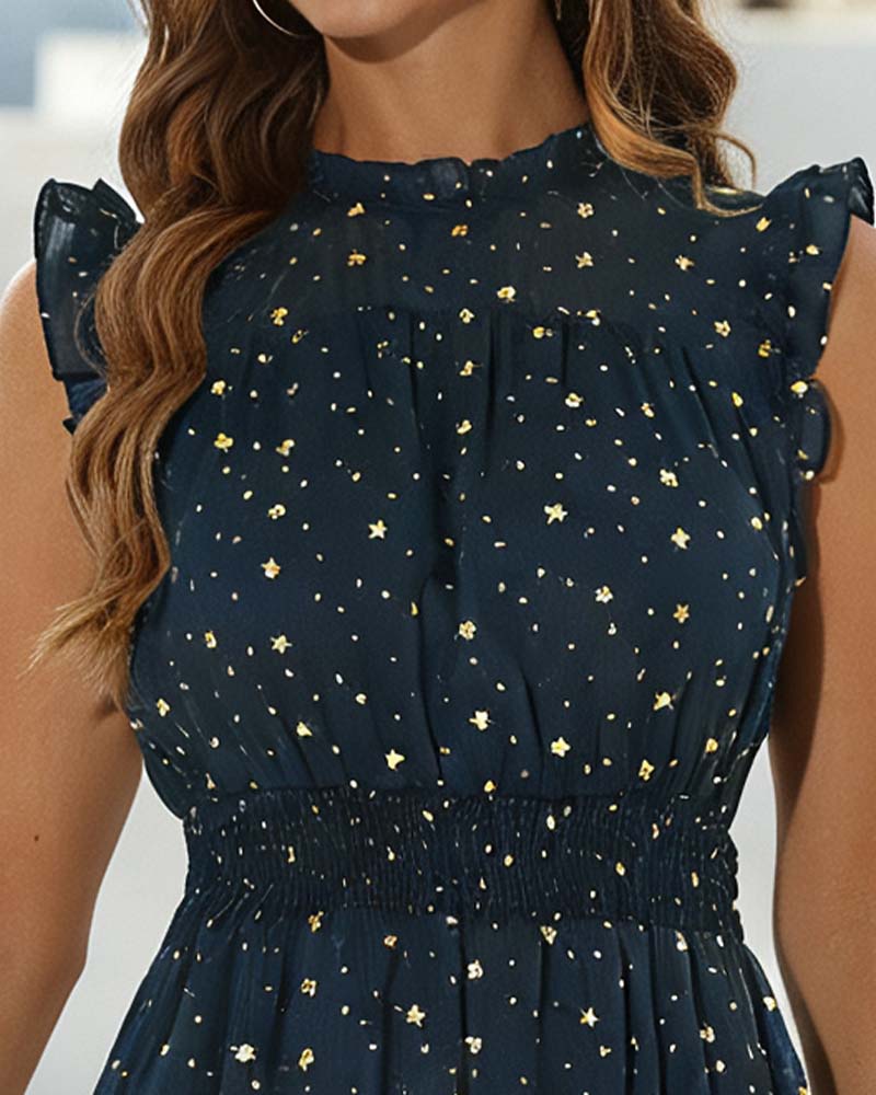 Robe Volant Sans Manches Flounce