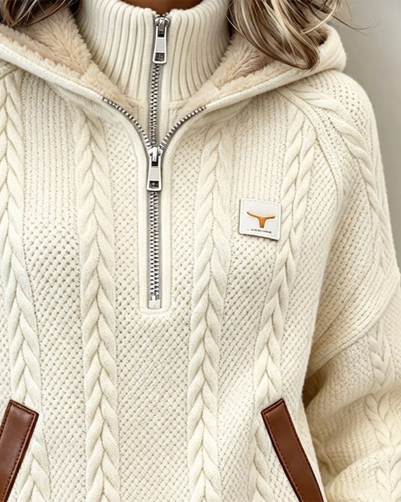 Hoodie Fermeture Éclair Décontracté Col Roulé
