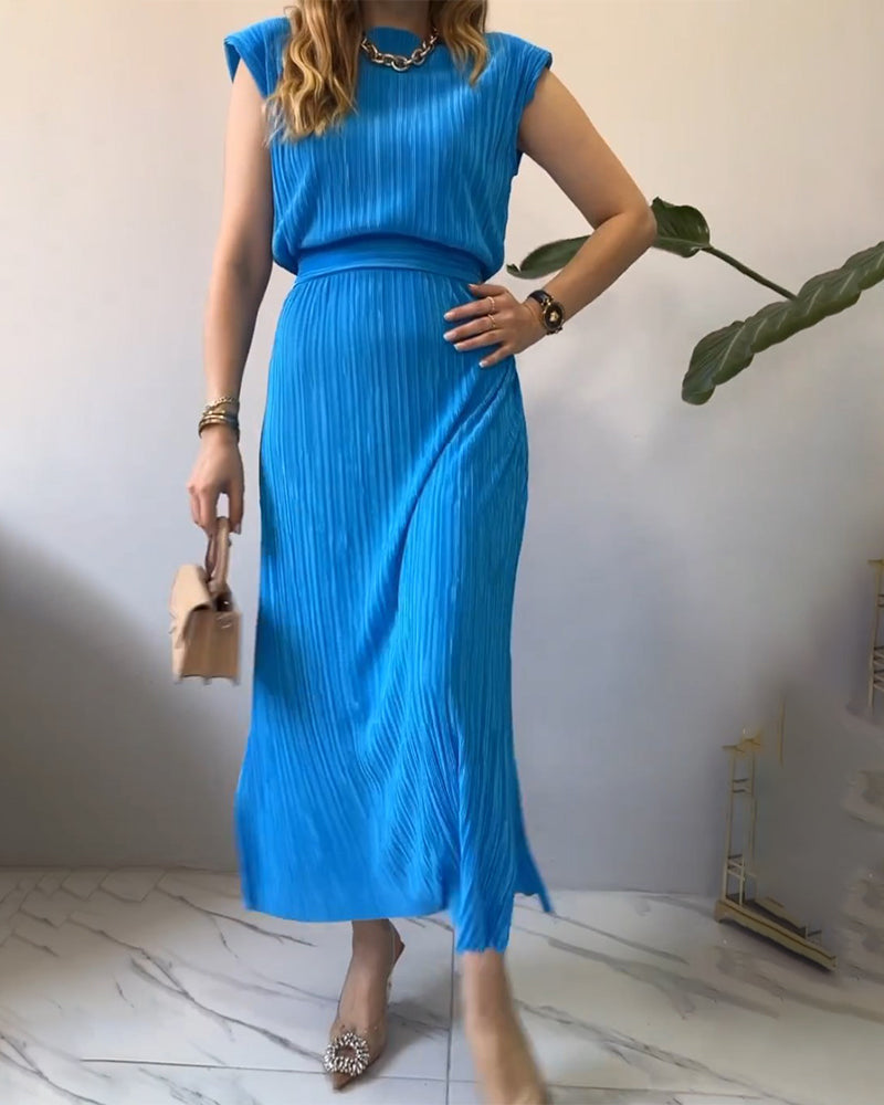 Robe longue texturée sans manches