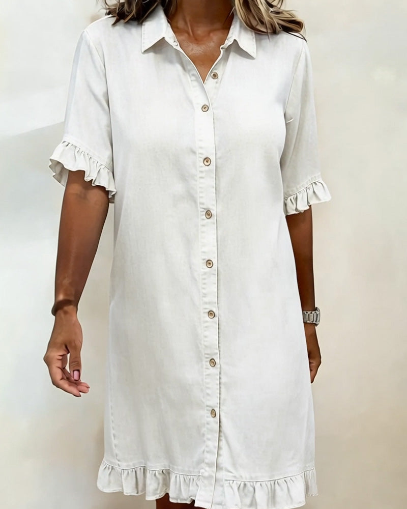 Robe Chemise En Denim À Volants