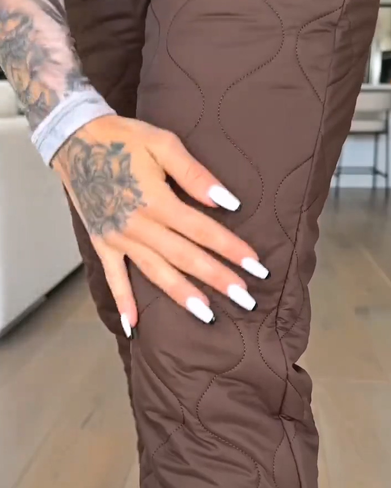 Pantalon Matelassé Ourlé Coton