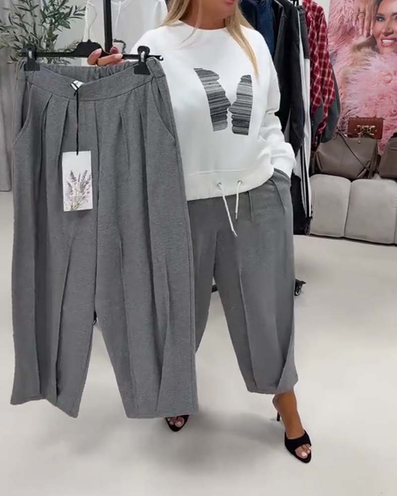 Pantalon Plissé Large Jambe Harem Court