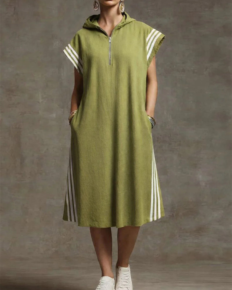 Robe À Capuche À Bloc De Couleur Décontractée