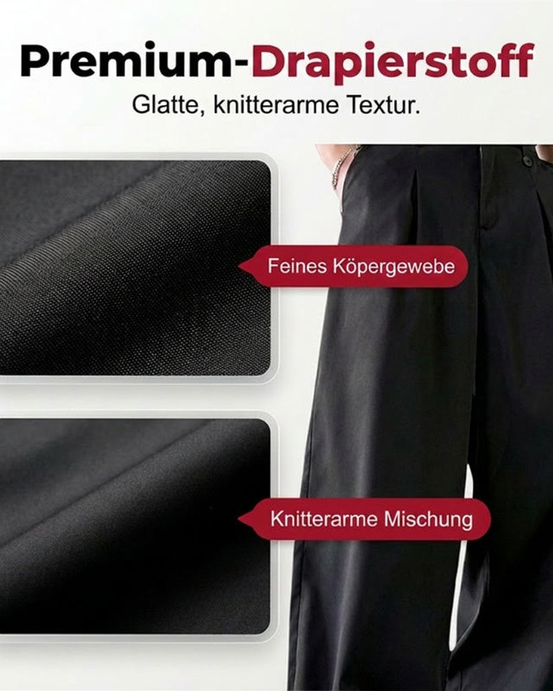 Pantalon Taille Haute Bouton Braguette Jambe Large