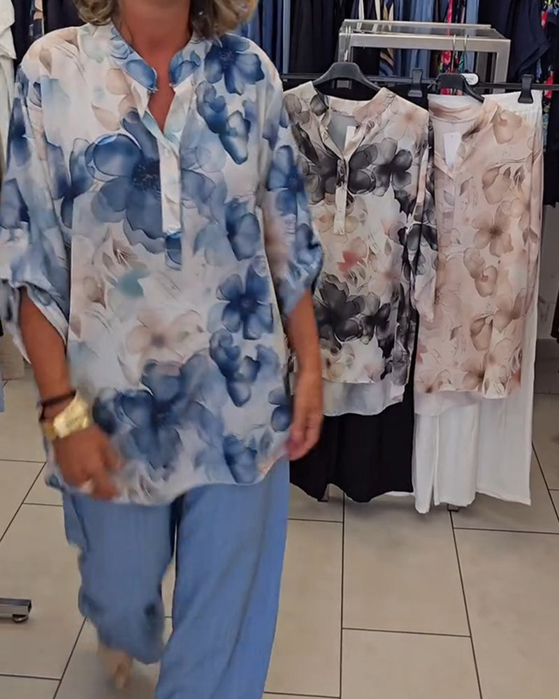 Blouse Aquarelle Florale Décontractée