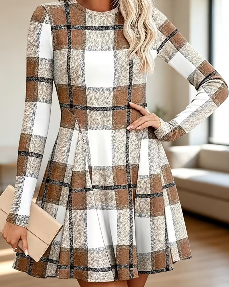 Robe Carreau Manche Longue