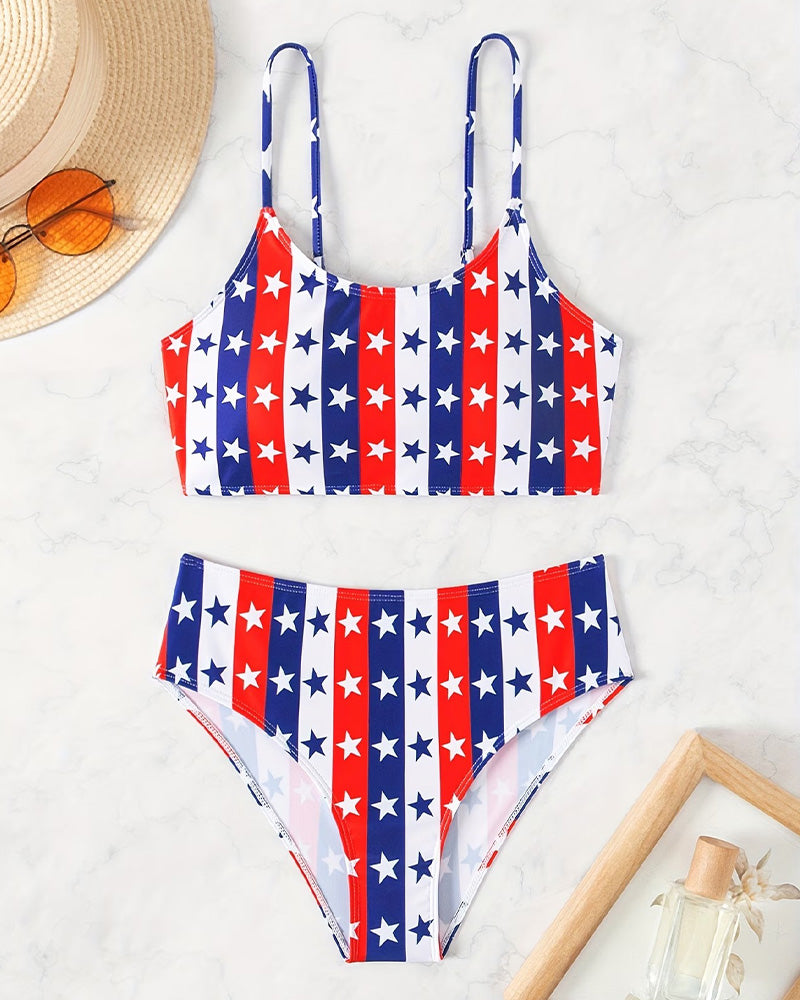 Bikini Étoiles Et Rayures Imprimé