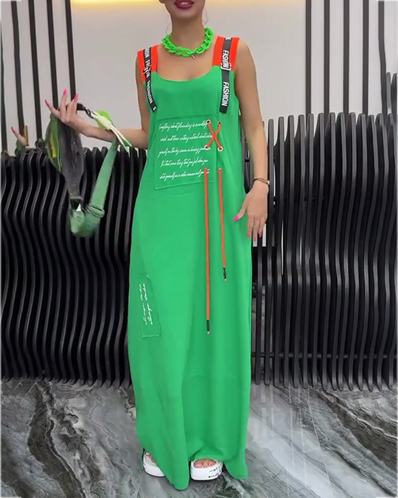 Robe Sans Manches Imprimé Lettre Personnalisé