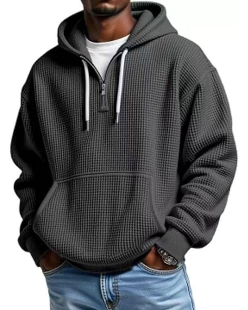 Hoodie Homme Unie Fermeture Éclair Pull