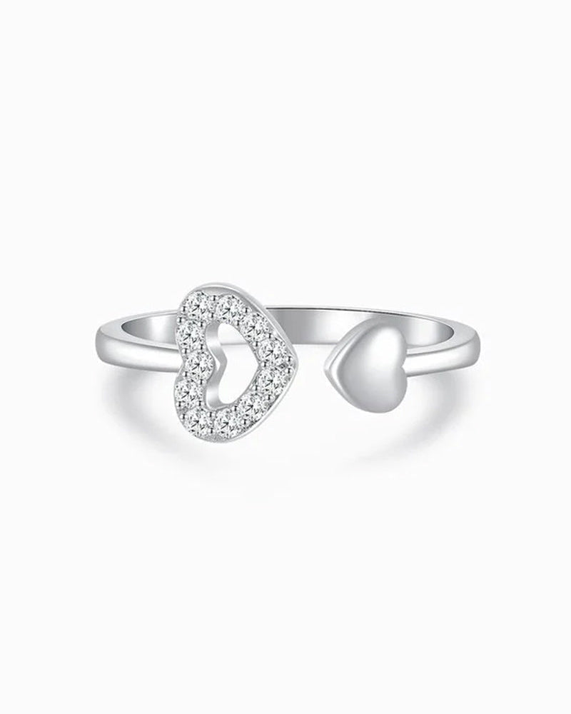 Bague découpe double coeur