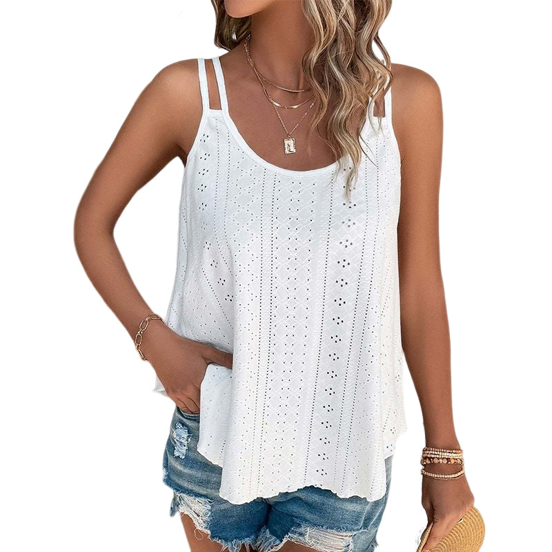 Top Cami Uni Avec Broderie Œillet