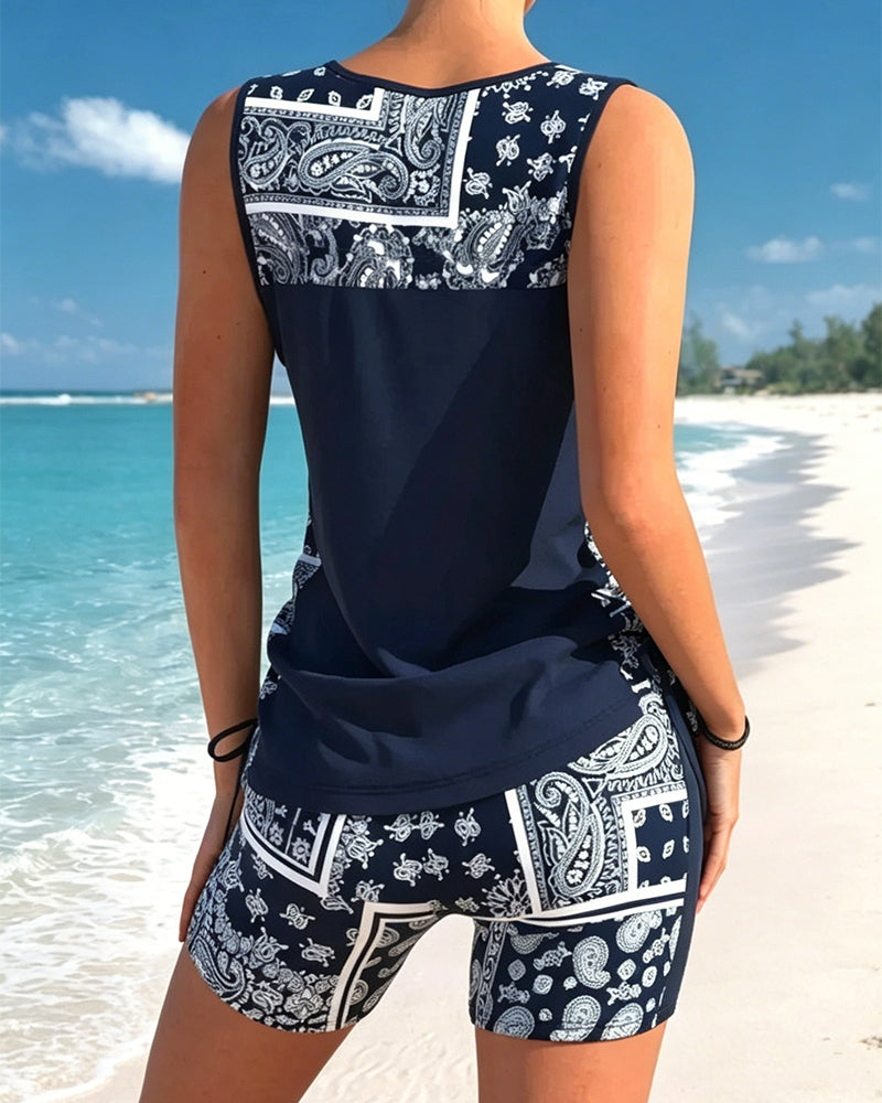 Tankini Vacances Imprimé À Bretelles Croisées