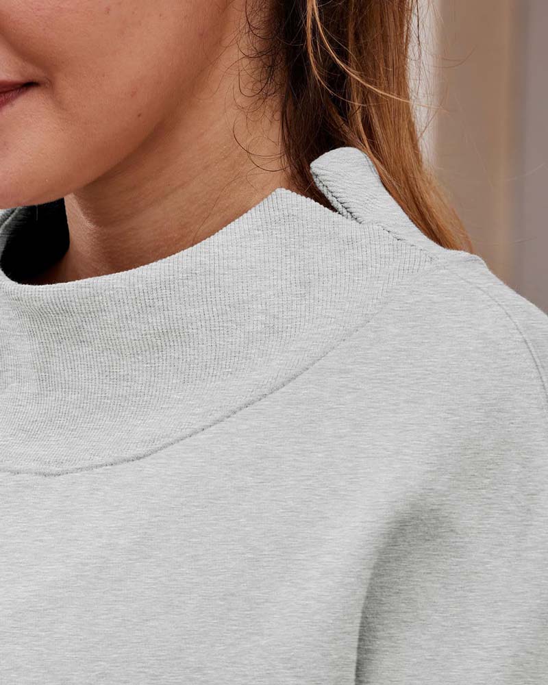 Sweatshirt Épaule Tombante Unie Manches Longues