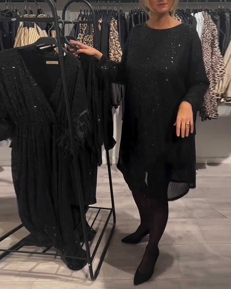 Robe Élégante Dos Nu À Bretelles Et Paillettes