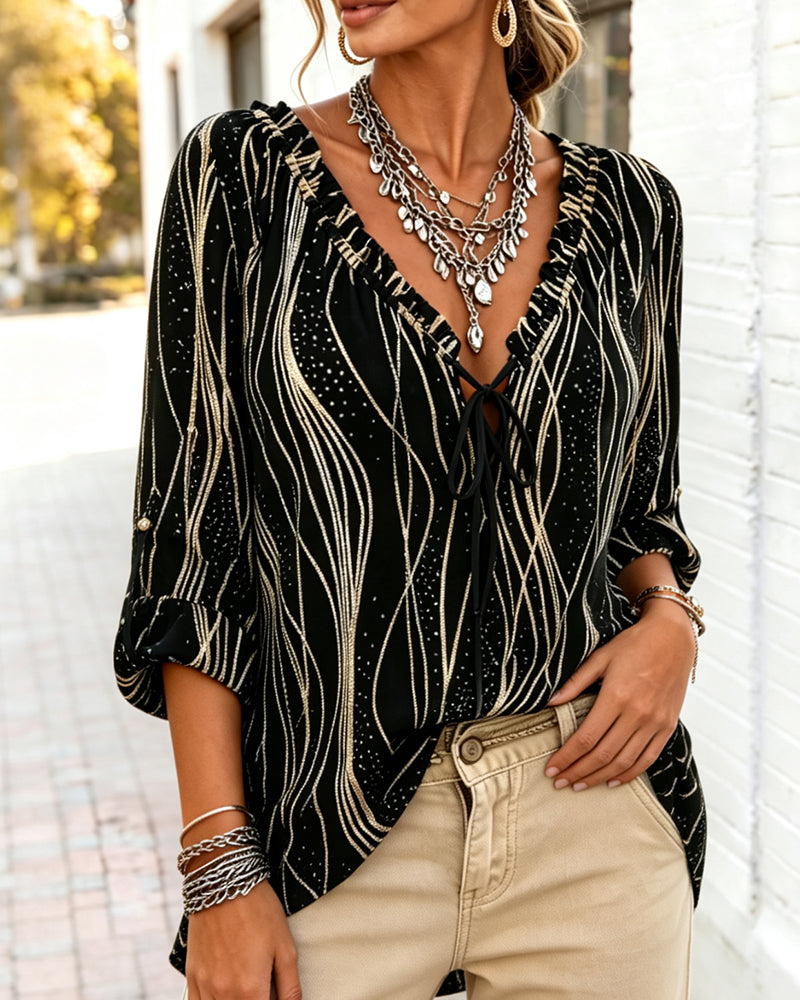 Blouse Volant Vague Col En V Attacher