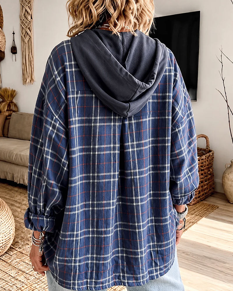 Hoodie Écossais Fausse Superposition