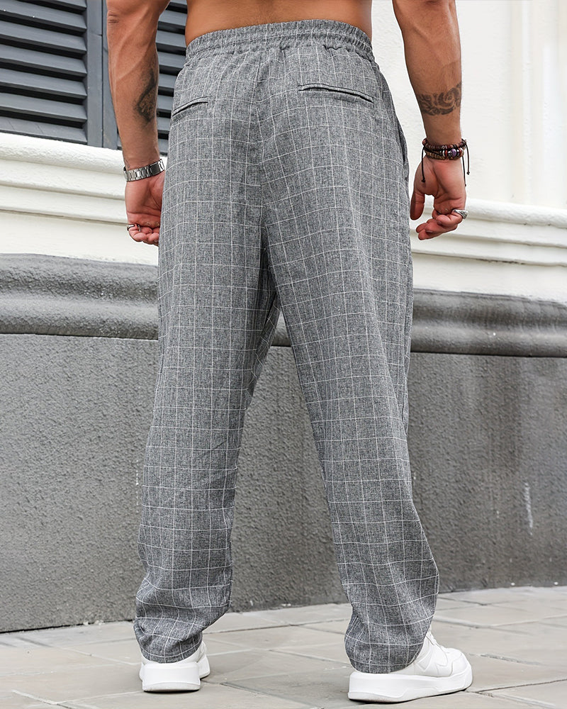 Pantalons Homme Carreaux Cordon Poche