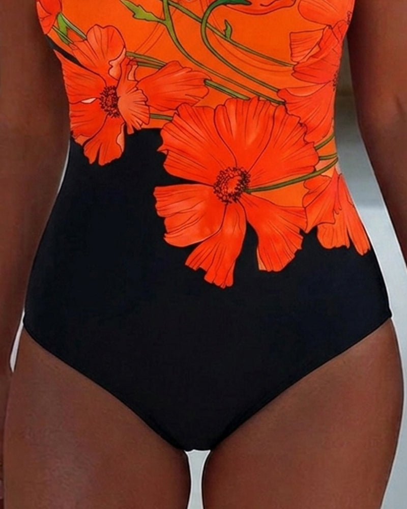 Maillot De Bain Une Pièce Vacances Col Carré