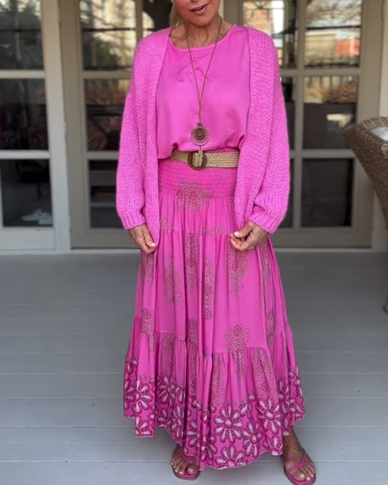 Cardigan décontracté à manches longues de couleur unie